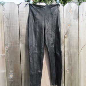 Michael Hoban North Beach Black Leather High Rise Pants Womens 11/12 30 x 29